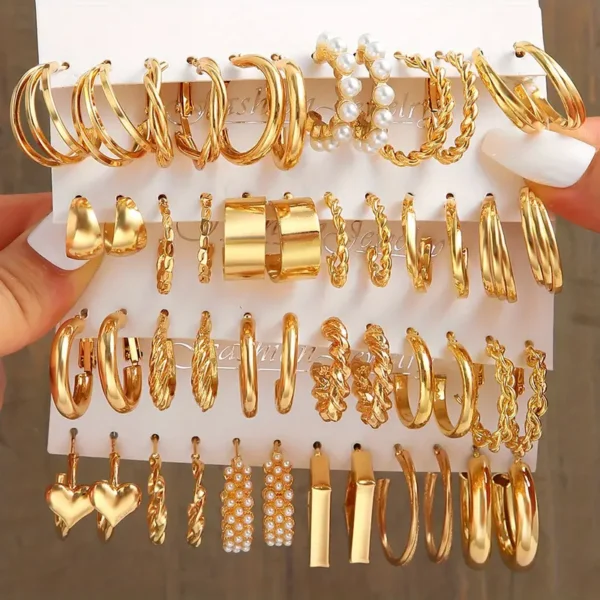 24pcs/48pcs Women'S Fashion Earrings Set,