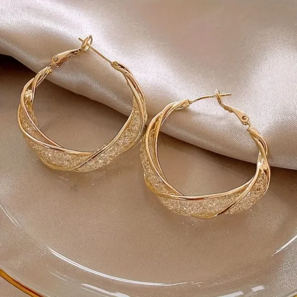 Elegant Alloy Twisted Hoop Earrings